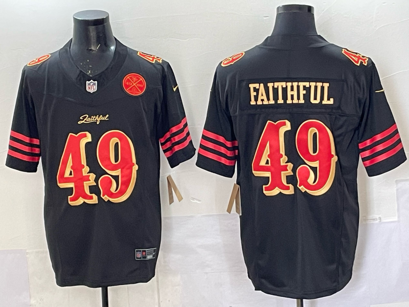 Men San Francisco 49ers #49 Faithful black 2025 Nike NFL Jersey 020